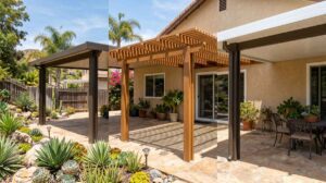Different patio cover materials including aluminum and Alumawood in Southern California